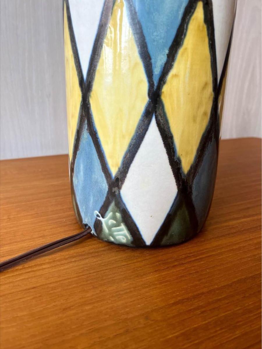 1960’s Ceramic Hand Painted Table Lamp by Lotte & Gunnar Bostland 1