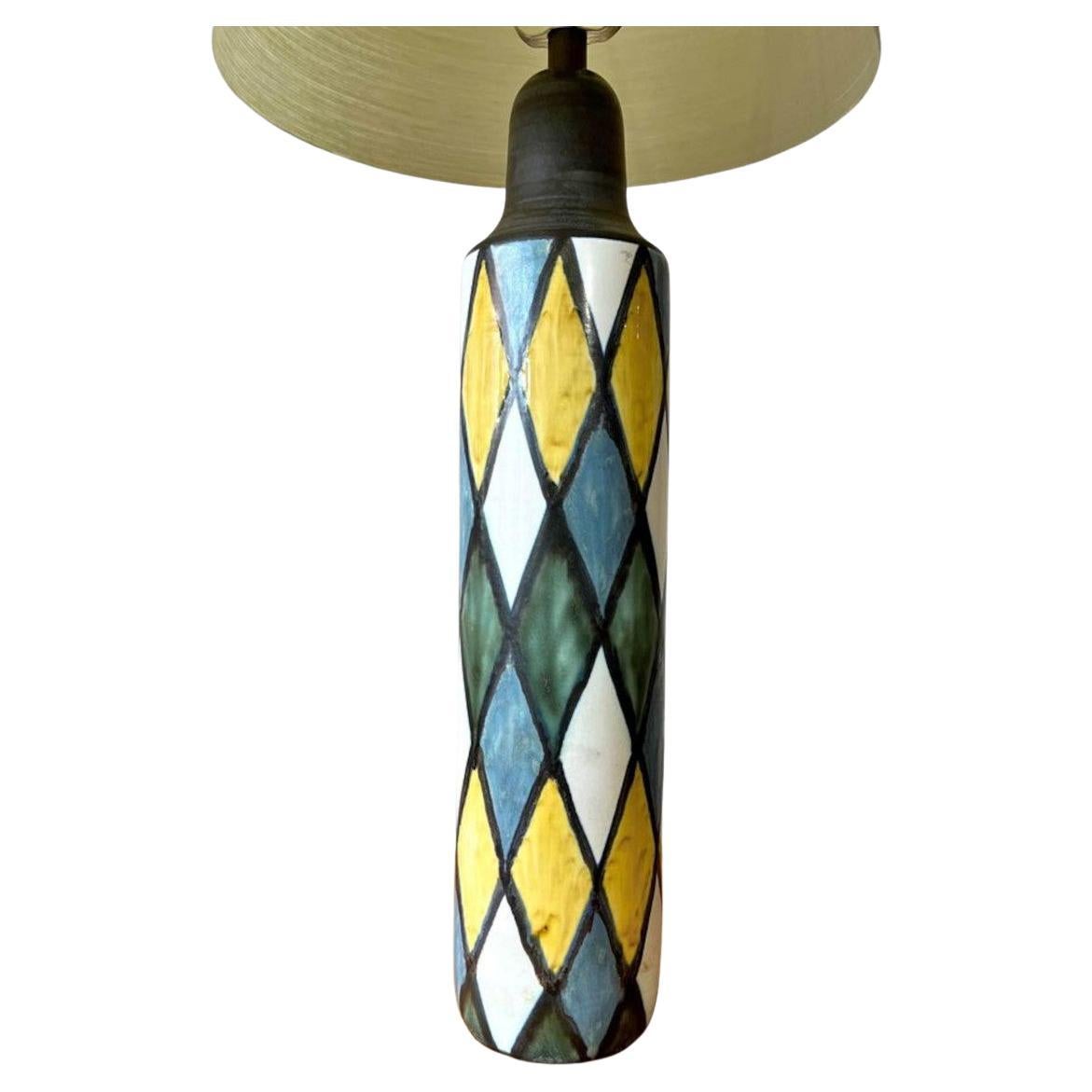 1960’s Ceramic Hand Painted Table Lamp by Lotte & Gunnar Bostland For Sale