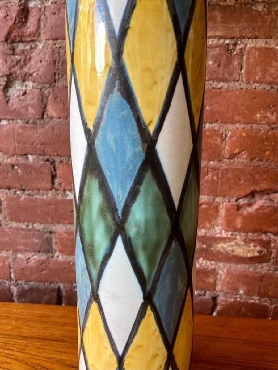 1960's Ceramic Hand Painted Table Lamp by Lotte & Gunnar Bostlund In Excellent Condition In Victoria, BC