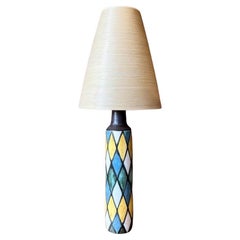Vintage 1960's Ceramic Hand Painted Table Lamp by Lotte & Gunnar Bostlund