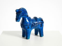 1960s ceramic horse from the Rimini Blue collection by Aldo Londi for Bitossi
