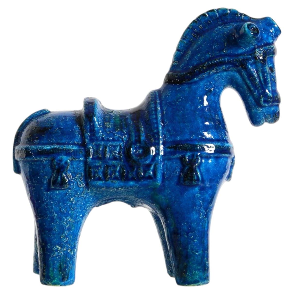 Cheval en céramique des années 1960 issu de la collection « Rimini Blue » d'Aldo Londi pour Bitossi