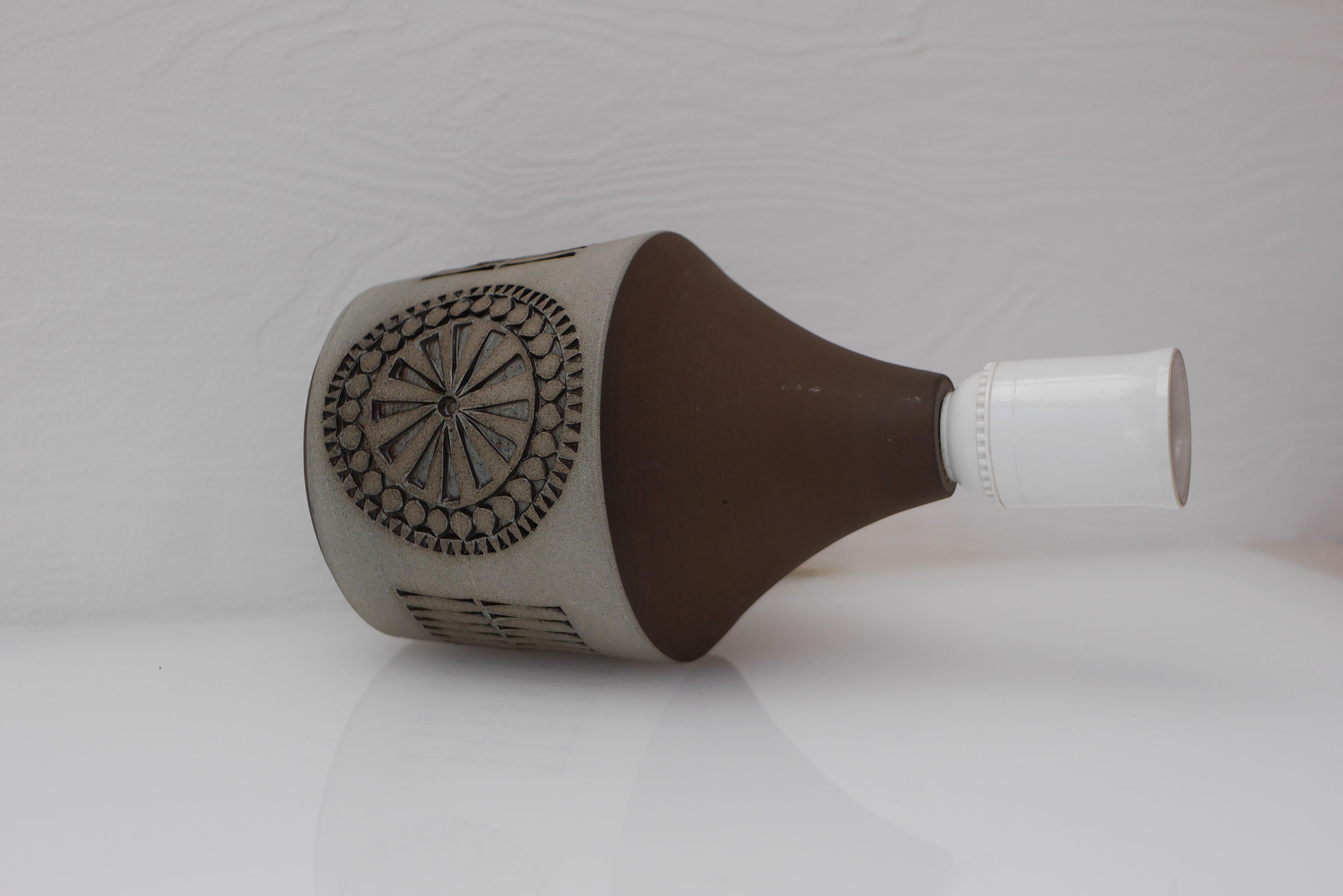 Mid-20th Century 1960s, Ceramic Lamp Base Handmade from Alingsås keramik, Sweden