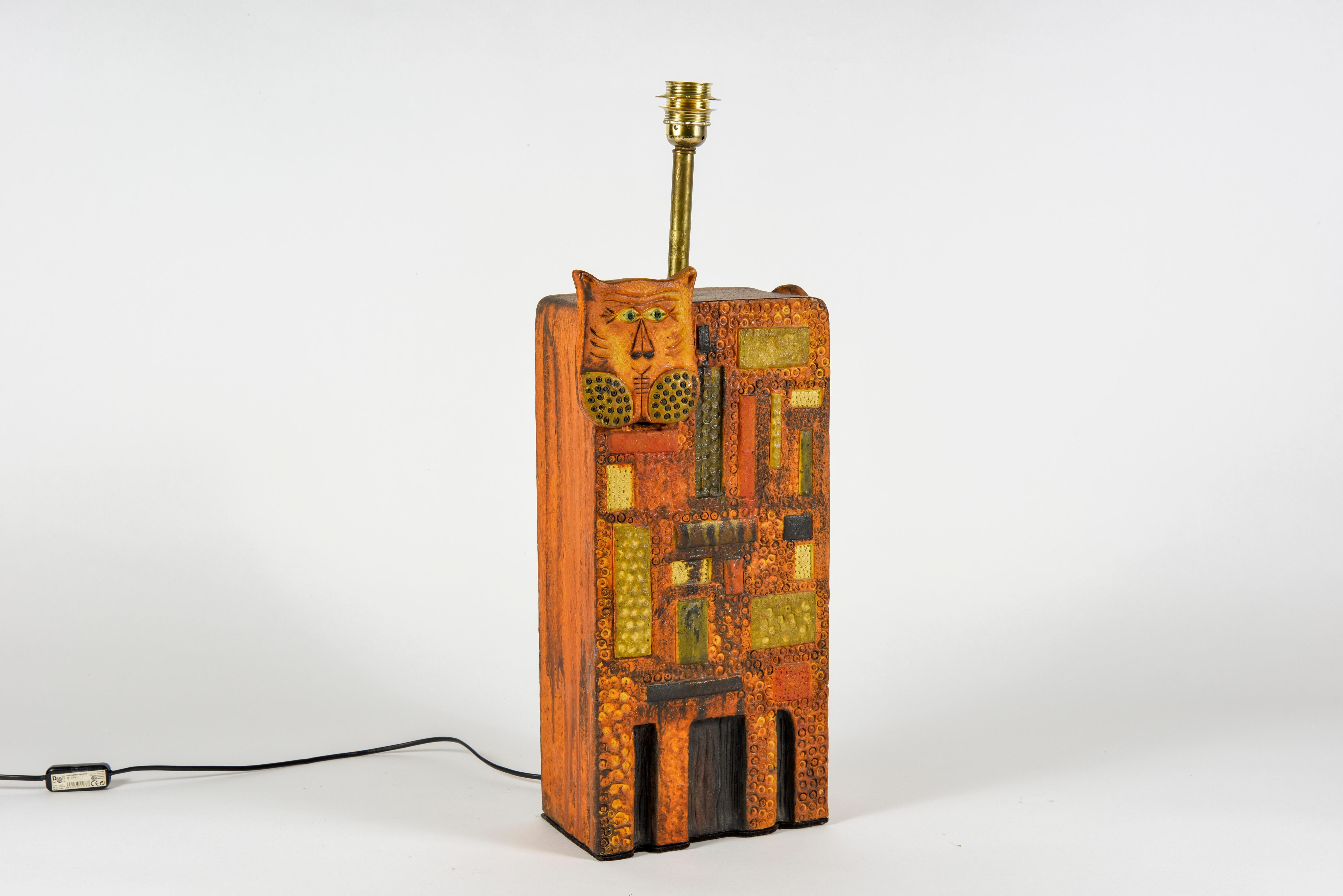 French 1960s Ceramic Lamp in the Style of Roger Capron
