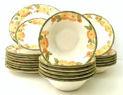 1960'S Ceramic Metlox "Zinnia Poppy Trail" Dinnerware Set of 22 Pieces