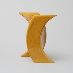 1960s ceramic mustard wave vase by Roberto Rigon for Bertoncello (Italy)