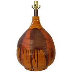 1960s Ceramic Orange Table Lamp
