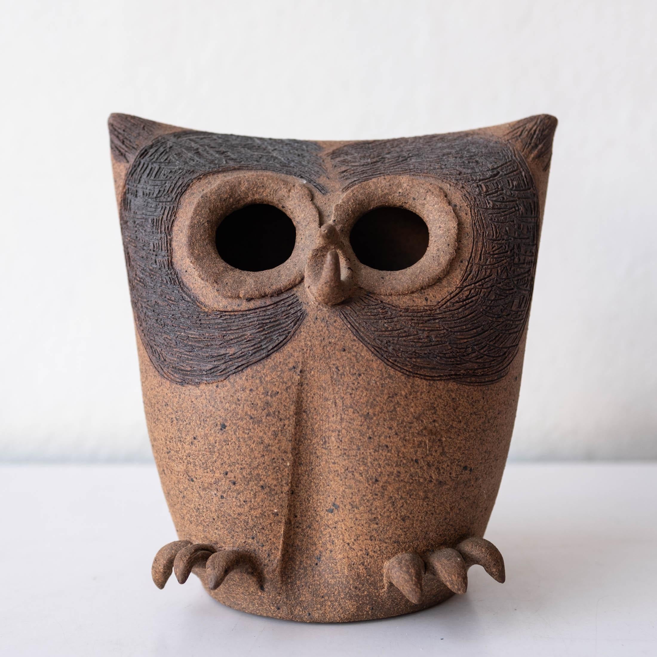 Mid-Century Modern 1960s Ceramic Owl Sculpture Lantern