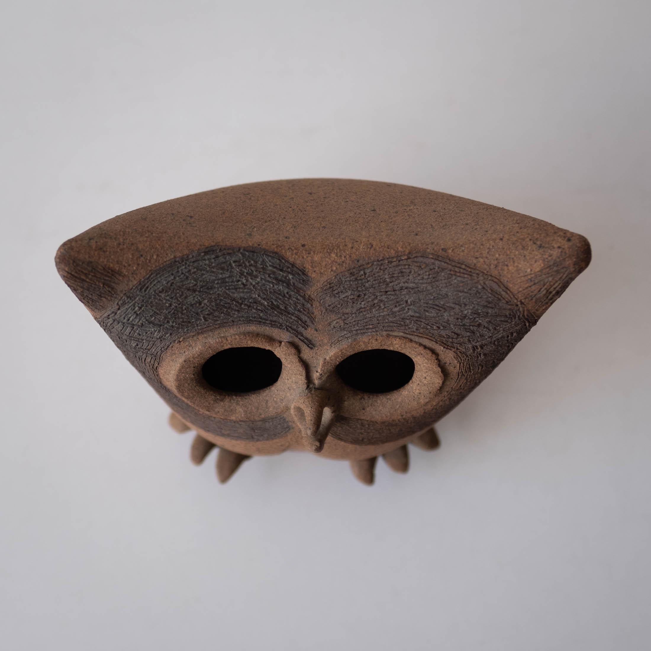 Clay 1960s Ceramic Owl Sculpture Lantern