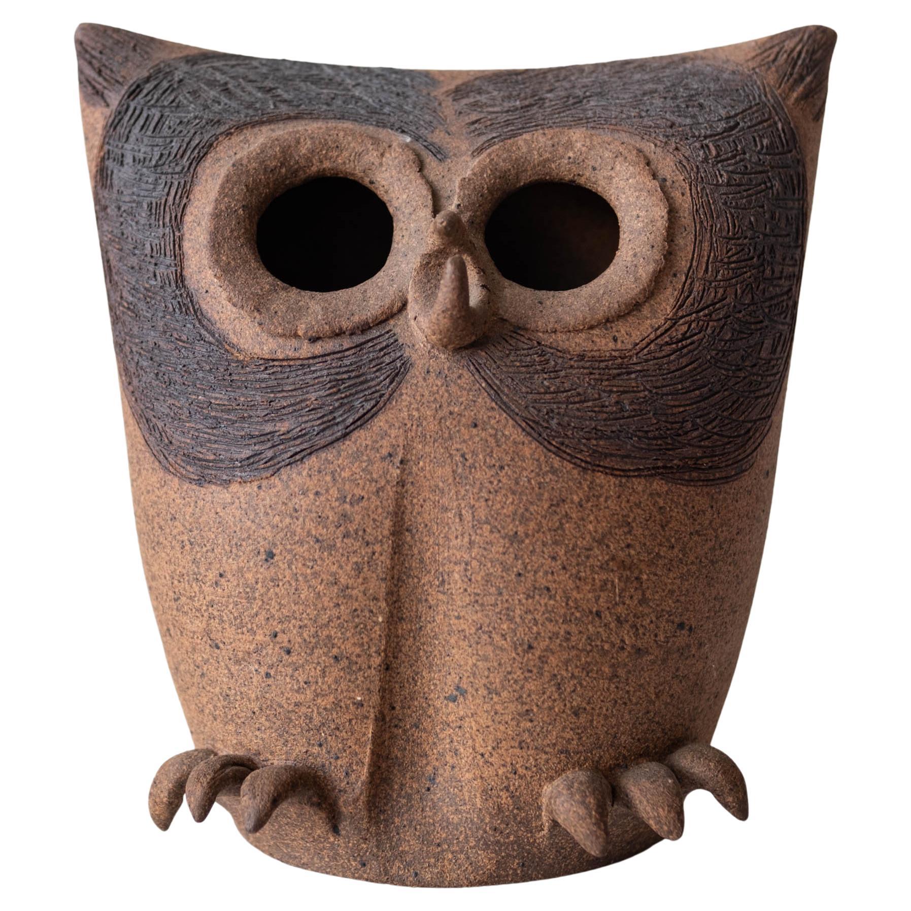 1960s Ceramic Owl Sculpture Lantern