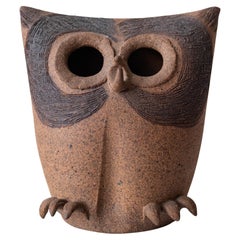 1960s Ceramic Owl Sculpture Lantern