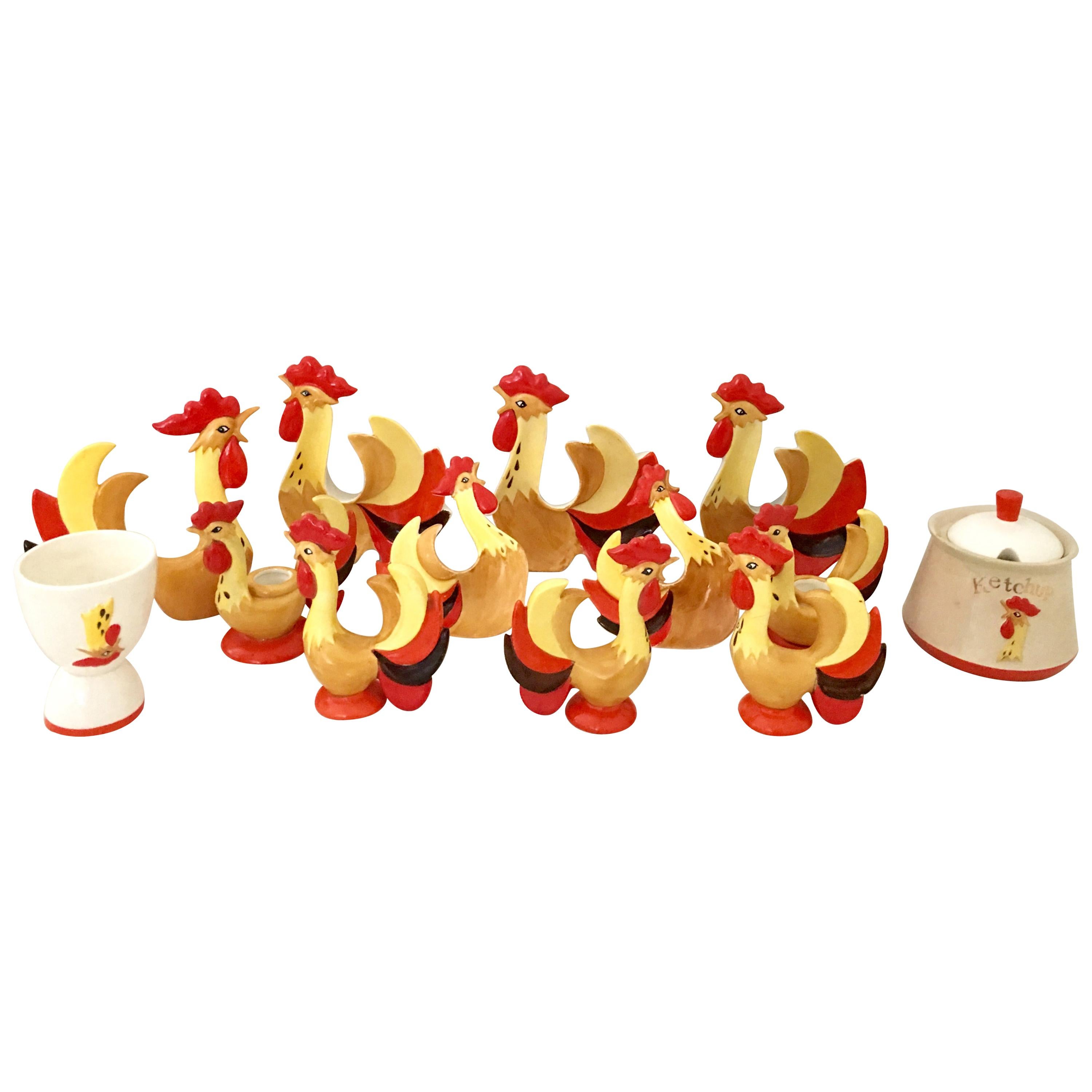 1960s Ceramic 'Red Rooster Coq Rougue' S/14 by, Holt Howard