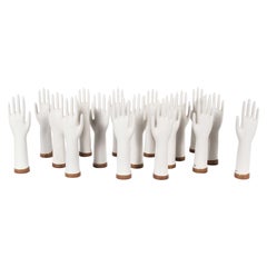 Retro 1960s Ceramic Rubber Glove Hand Moulds, Singles 'Red Base'