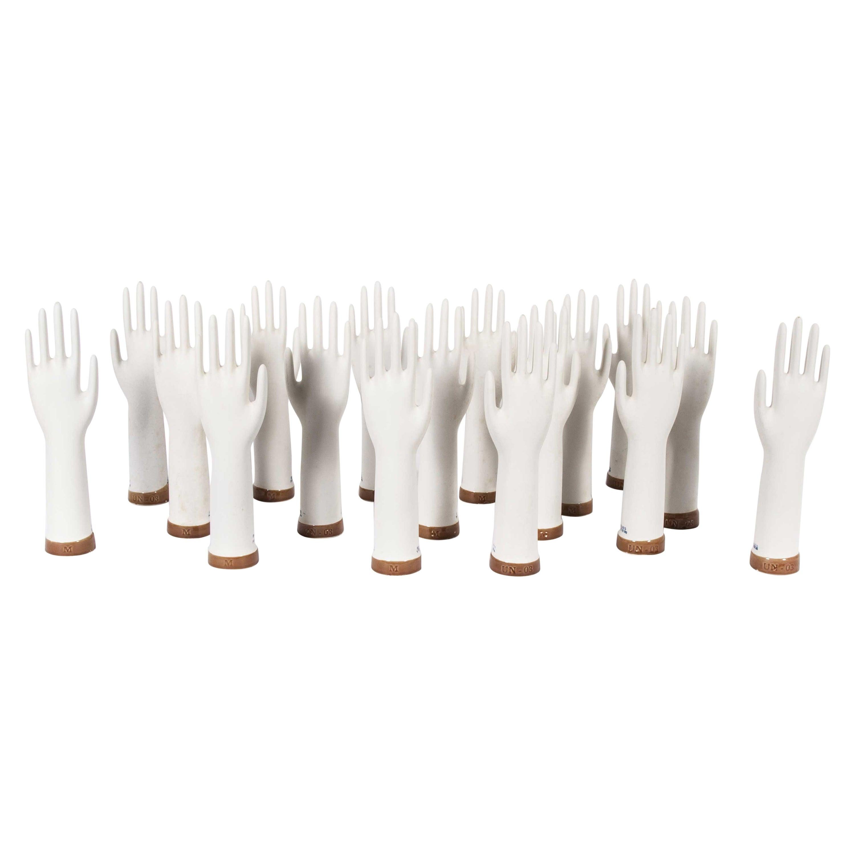 1960s Ceramic Rubber Glove Hand Moulds, Singles 'Red Base'
