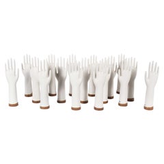 Vintage 1960s Ceramic Rubber Glove Hand Moulds, Singles 'Red Base'