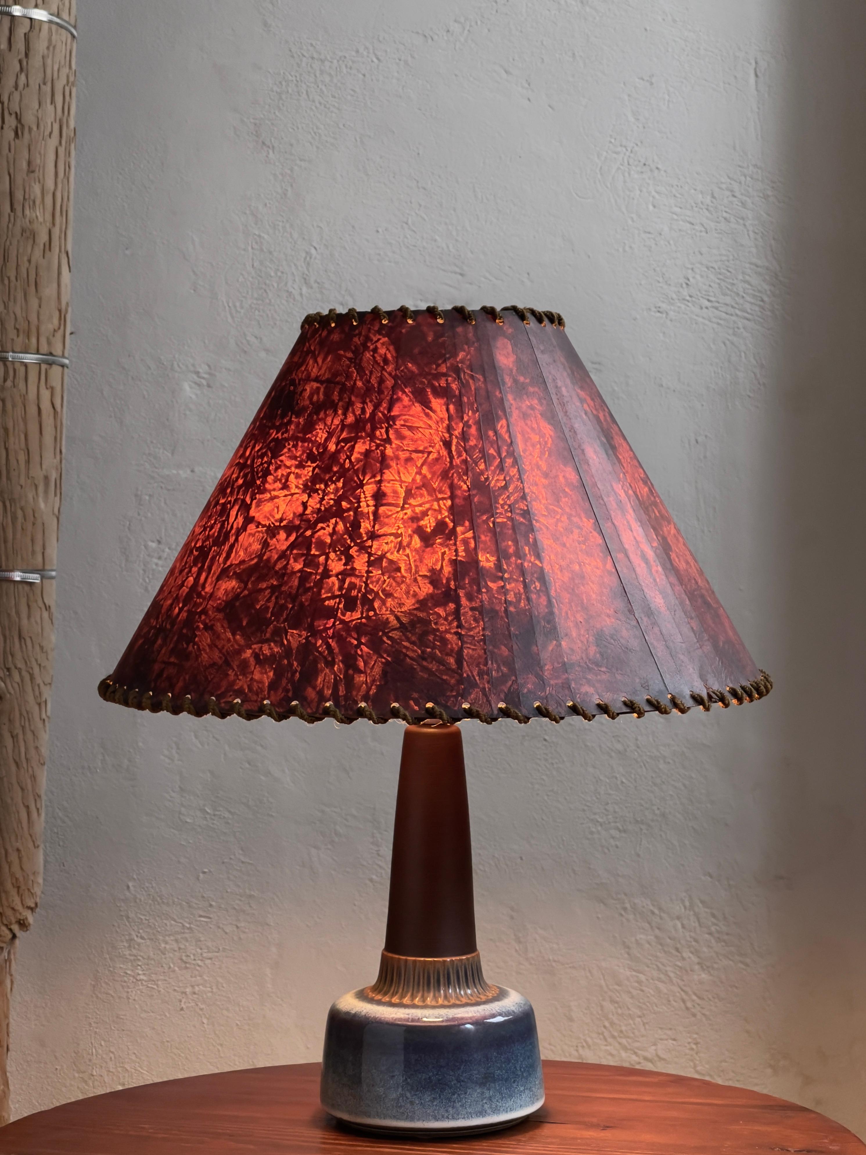 1960s Ceramic Table Lamp by Søholm with Vintage Decorated Paper Shade For Sale 1