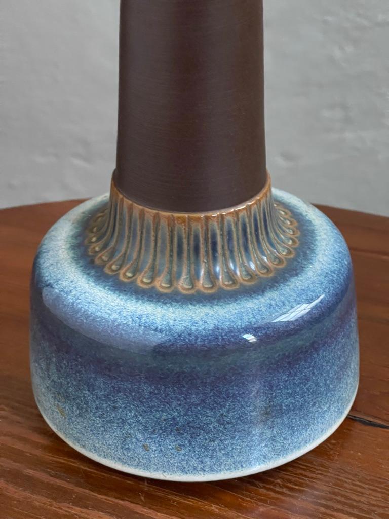 1960s Ceramic Table Lamp by Søholm with Vintage Decorated Paper Shade For Sale 3