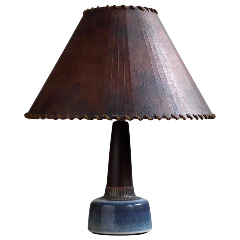 1960s Ceramic Table Lamp by Søholm with Vintage Decorated Paper Shade