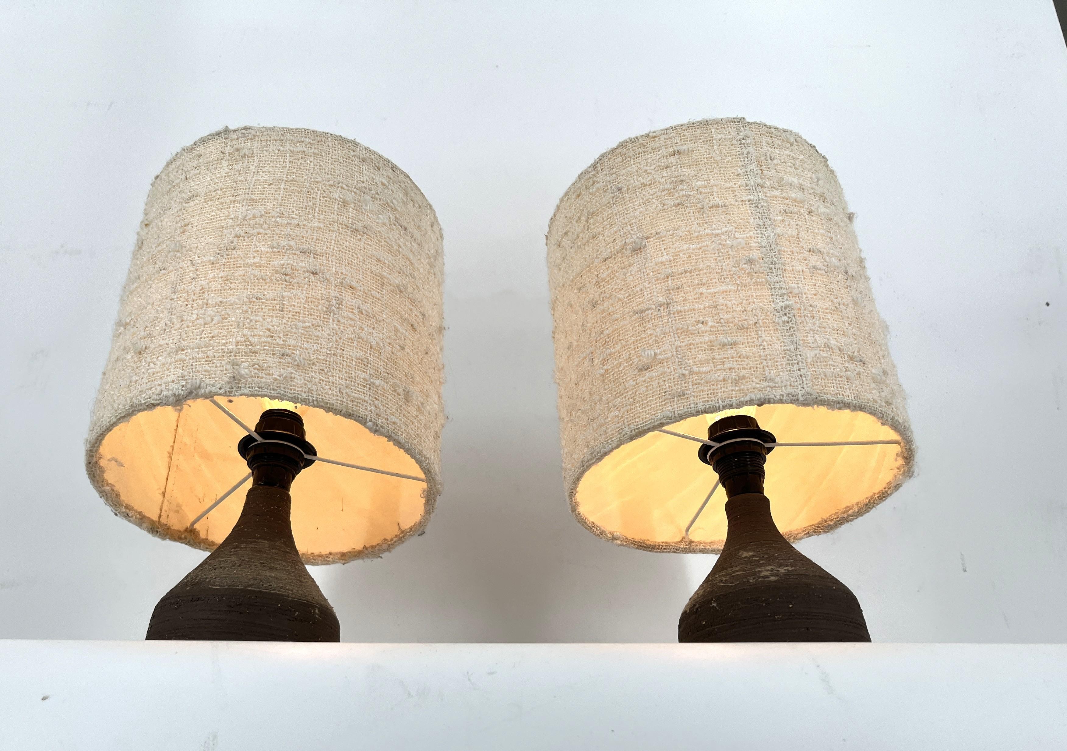 1960s Ceramic Table lamps With Original Fabric Shade From Krösselbach For Sale 4