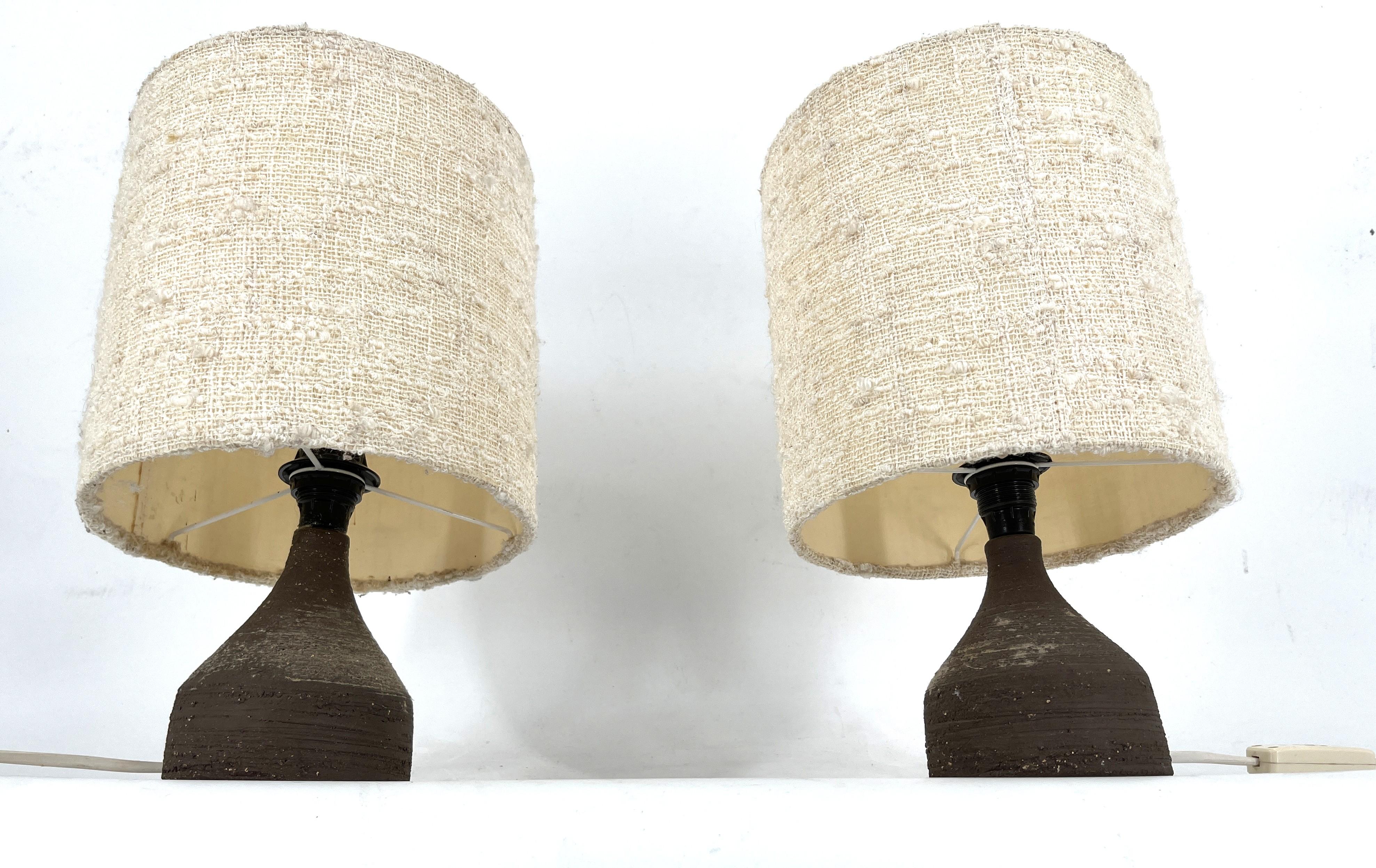 German 1960s Ceramic Table lamps With Original Fabric Shade From Krösselbach For Sale