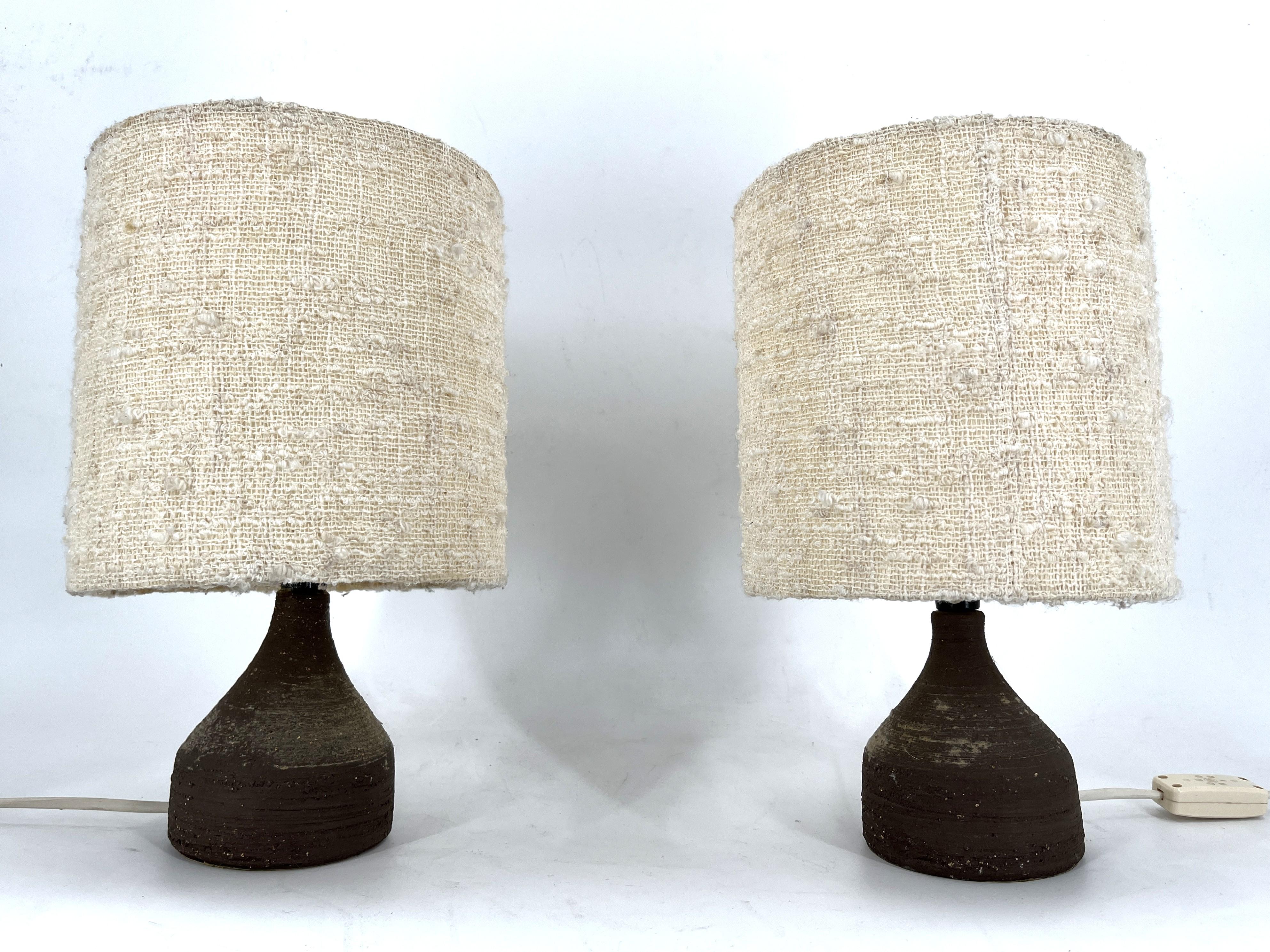 1960s Ceramic Table lamps With Original Fabric Shade From Krösselbach In Good Condition For Sale In Leuven, Vlaams Gewest