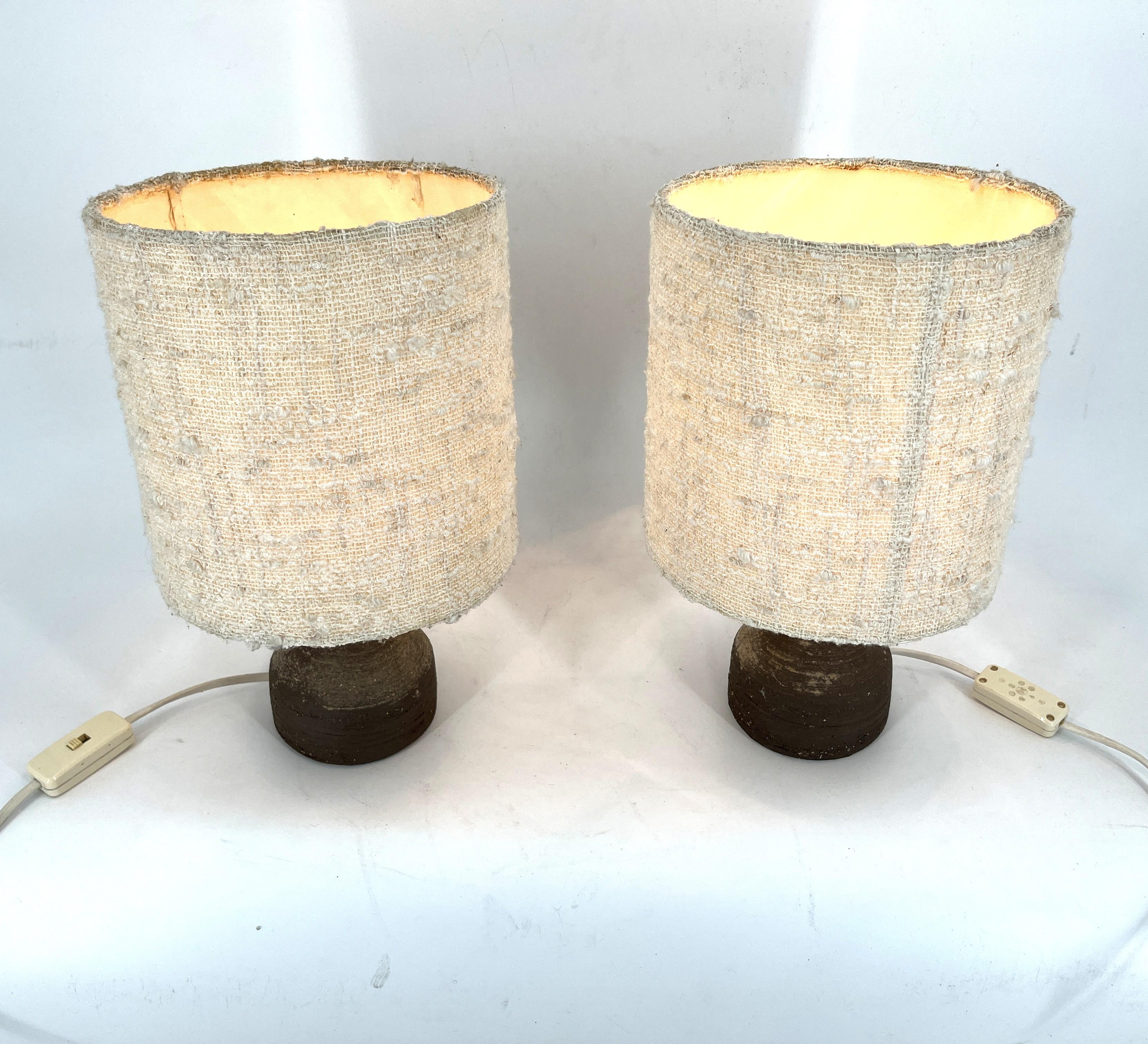 1960s Ceramic Table lamps With Original Fabric Shade From Krösselbach For Sale 3