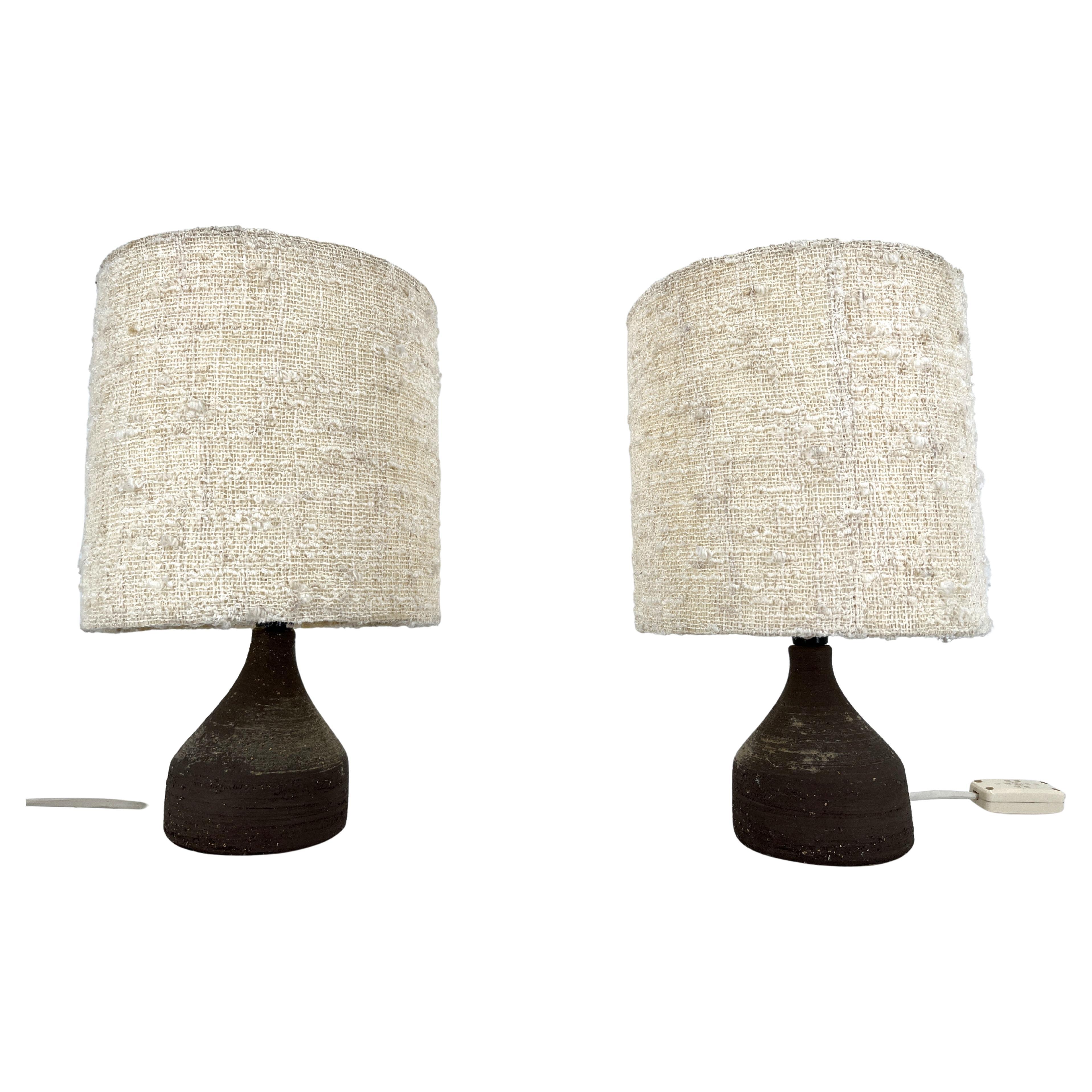 1960s Ceramic Table lamps With Original Fabric Shade From Krösselbach