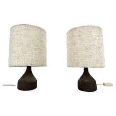 Lampes de table en céramique des années 1960 avec abat-jour en tissu original de Krösselbach