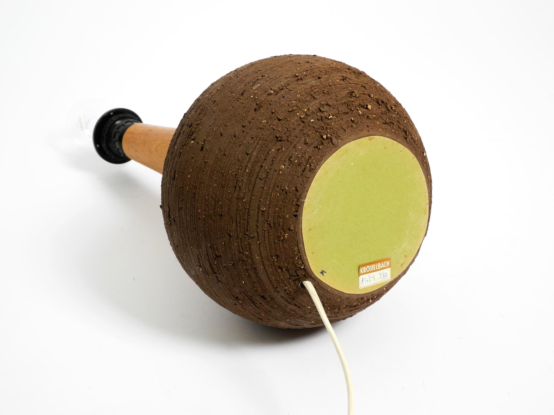 1960s ceramic table or floor lamp with original fabric shade from Krösselbach For Sale 3