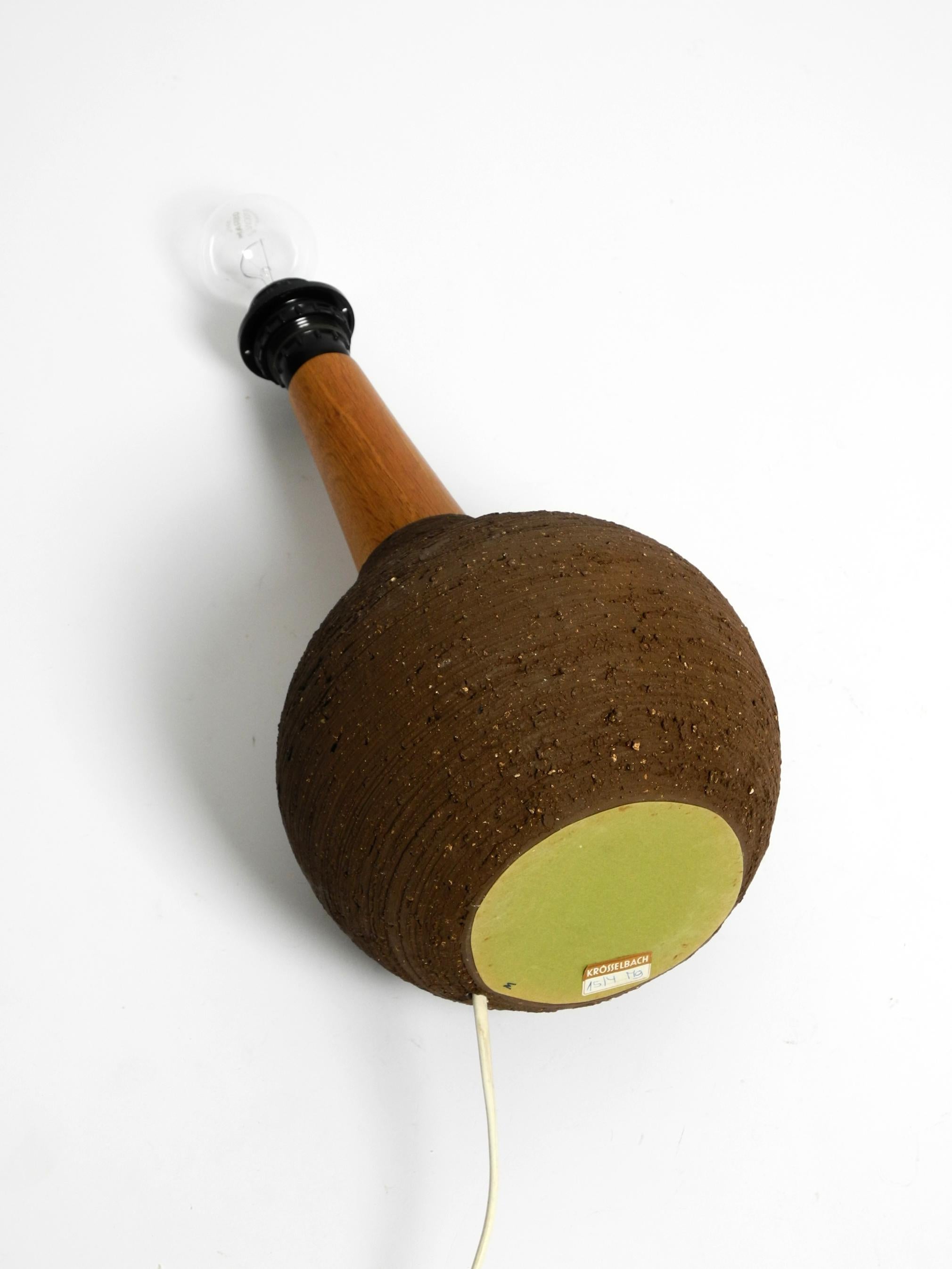 1960s ceramic table or floor lamp with original fabric shade from Krösselbach For Sale 4