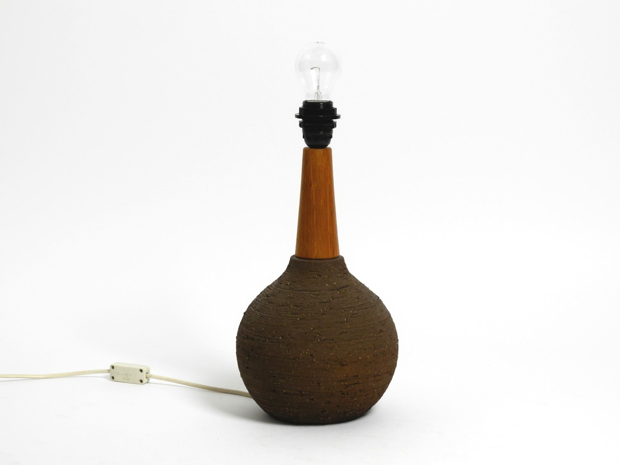 1960s ceramic table or floor lamp with original fabric shade from Krösselbach For Sale 6