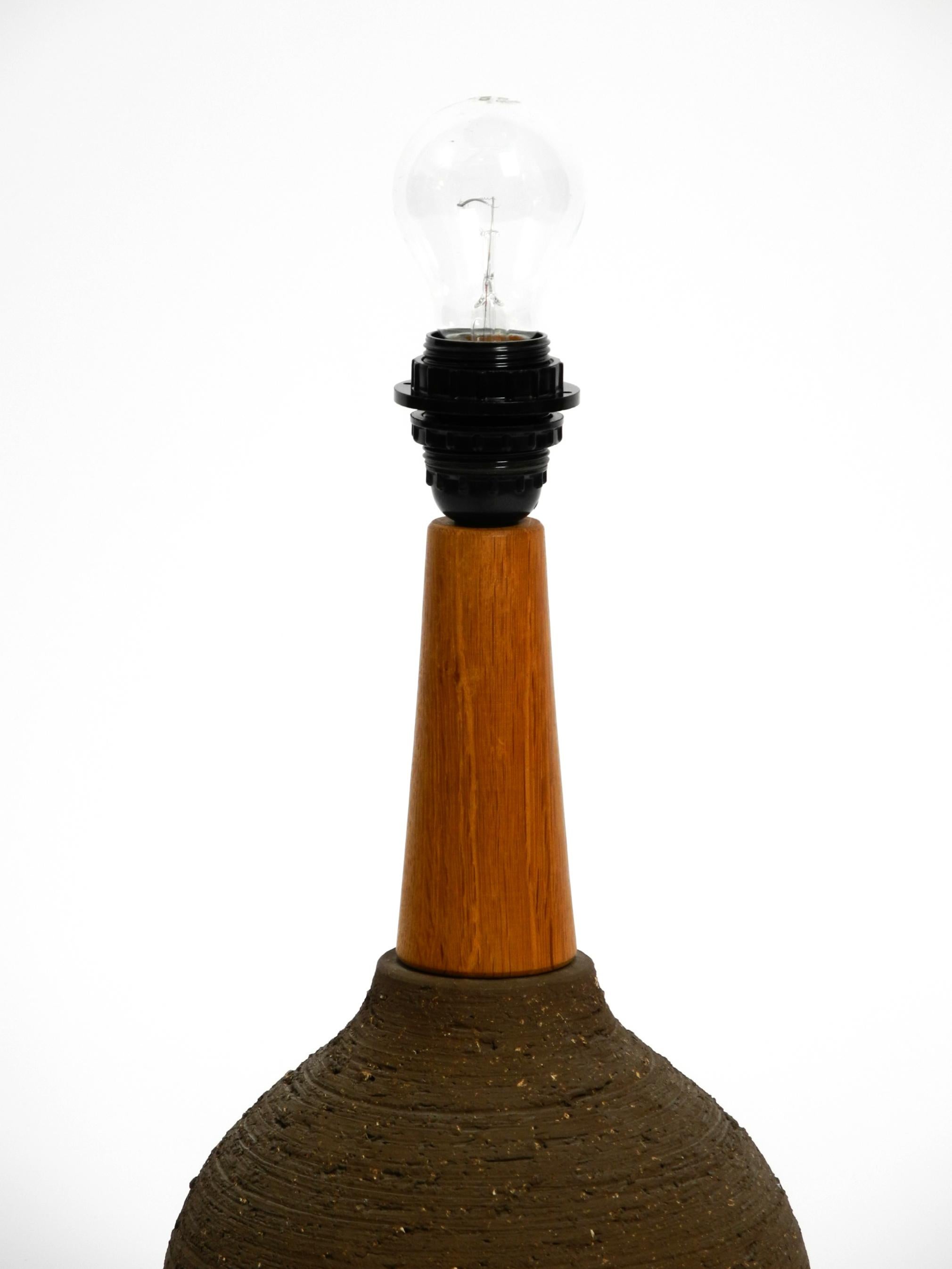 1960s ceramic table or floor lamp with original fabric shade from Krösselbach For Sale 7