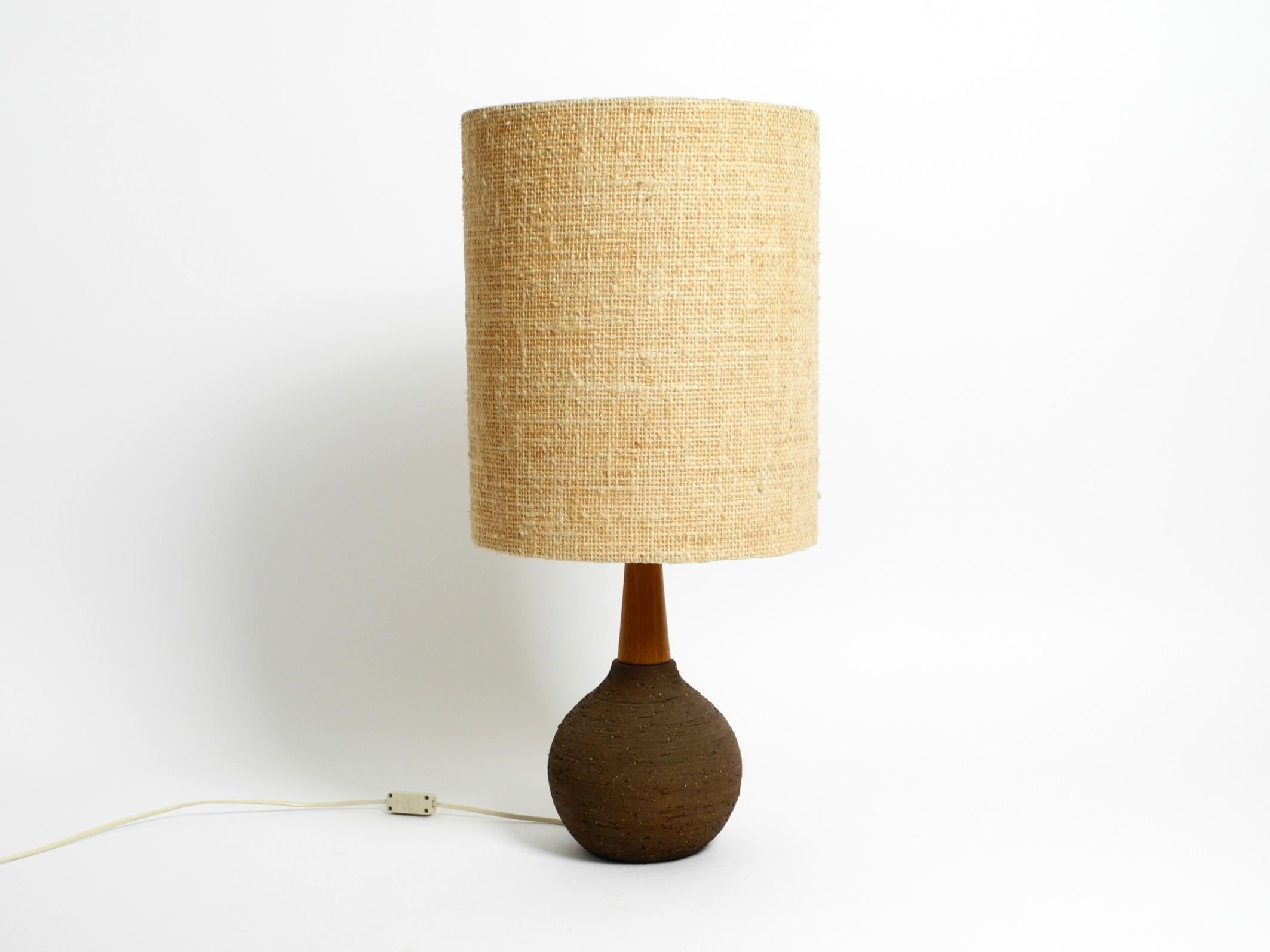 1960s ceramic table or floor lamp with original fabric shade from Krösselbach For Sale 11