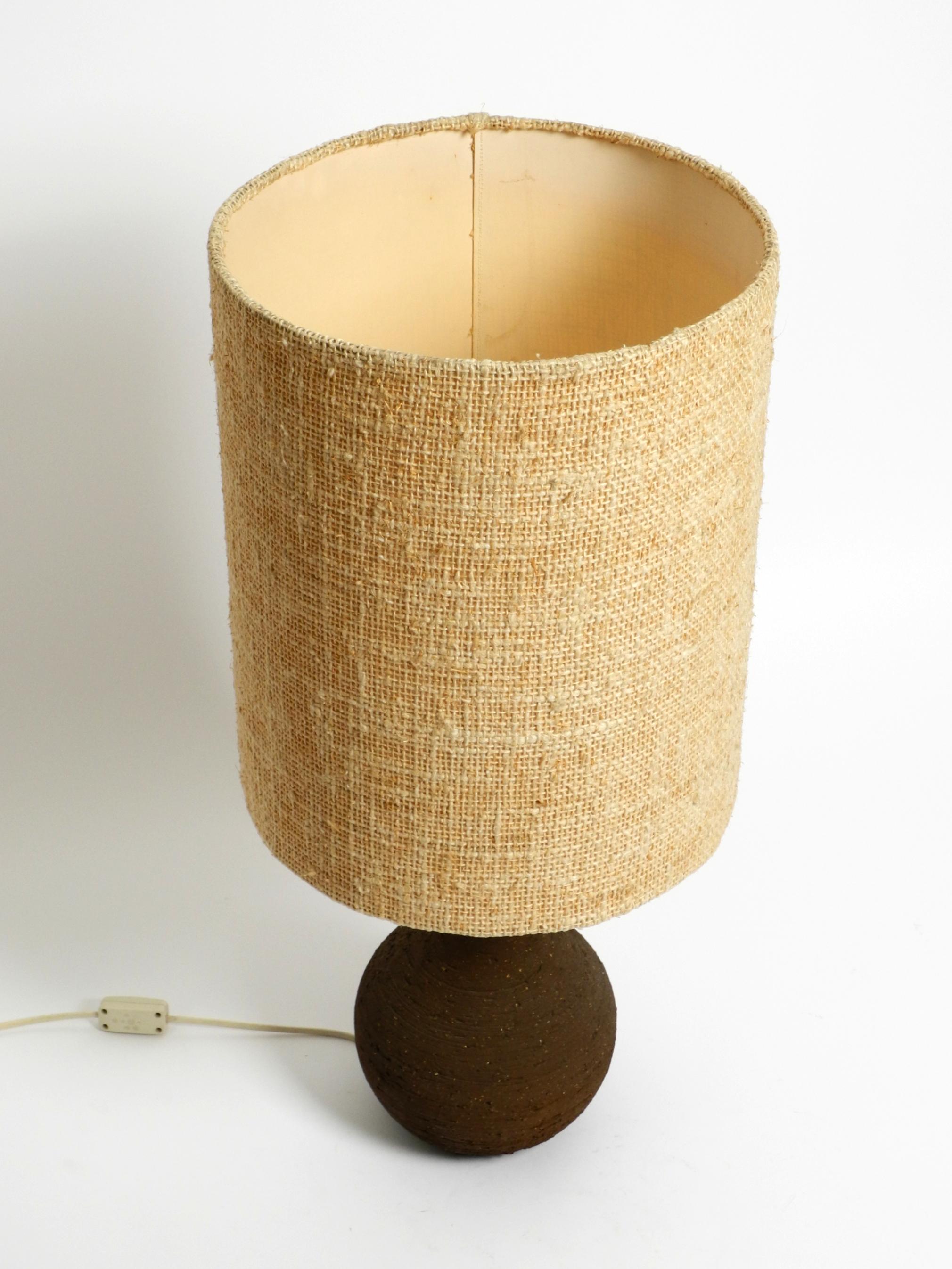 Mid-Century Modern 1960s ceramic table or floor lamp with original fabric shade from Krösselbach For Sale