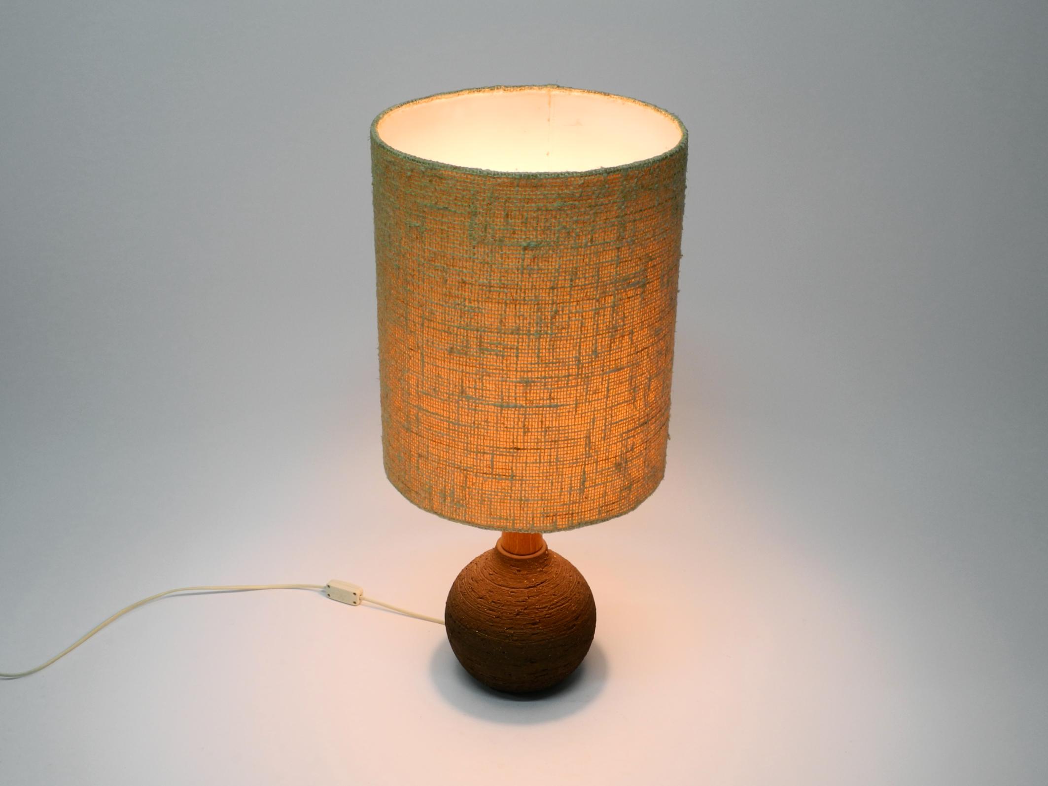 German 1960s ceramic table or floor lamp with original fabric shade from Krösselbach For Sale