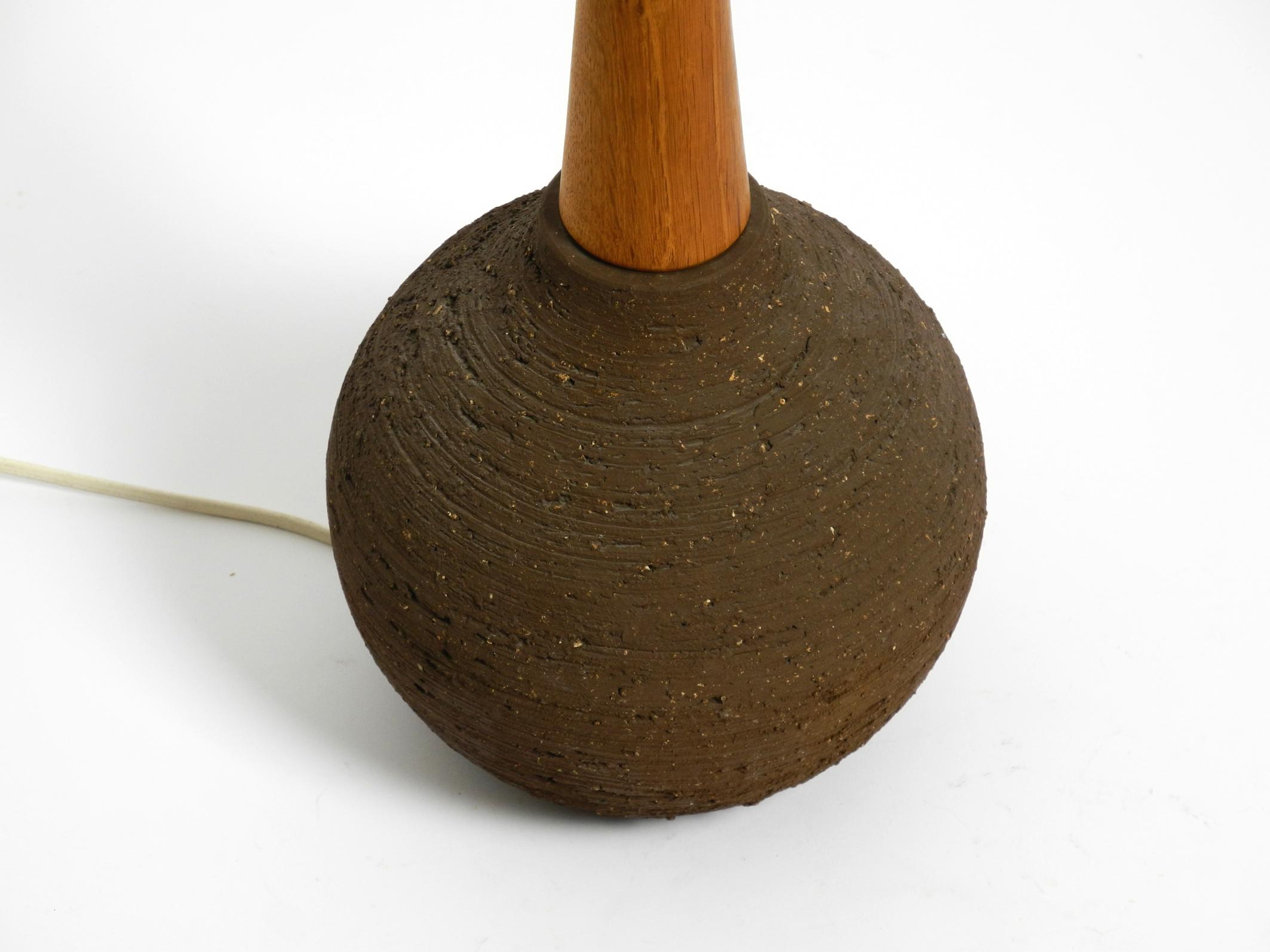 1960s ceramic table or floor lamp with original fabric shade from Krösselbach For Sale 2