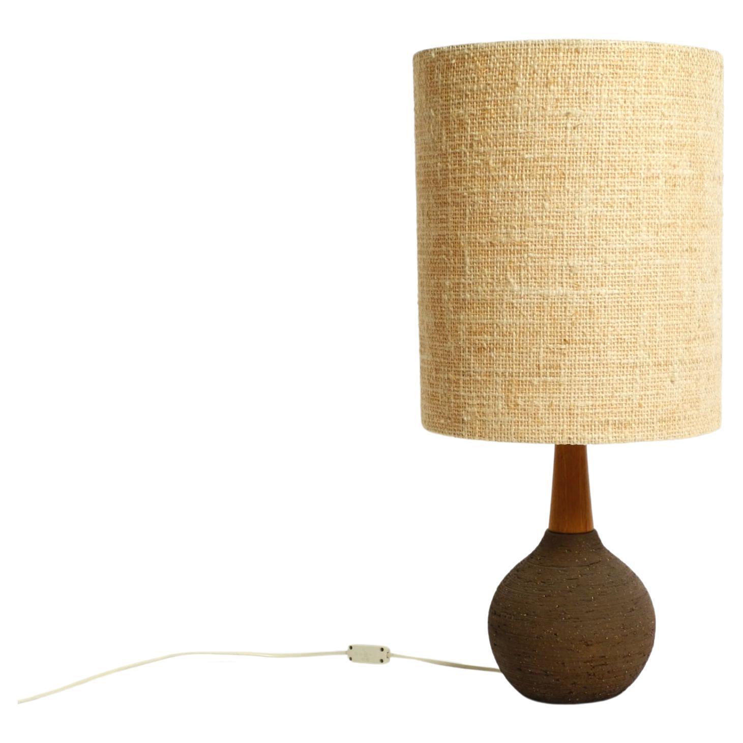 1960s ceramic table or floor lamp with original fabric shade from Krösselbach For Sale