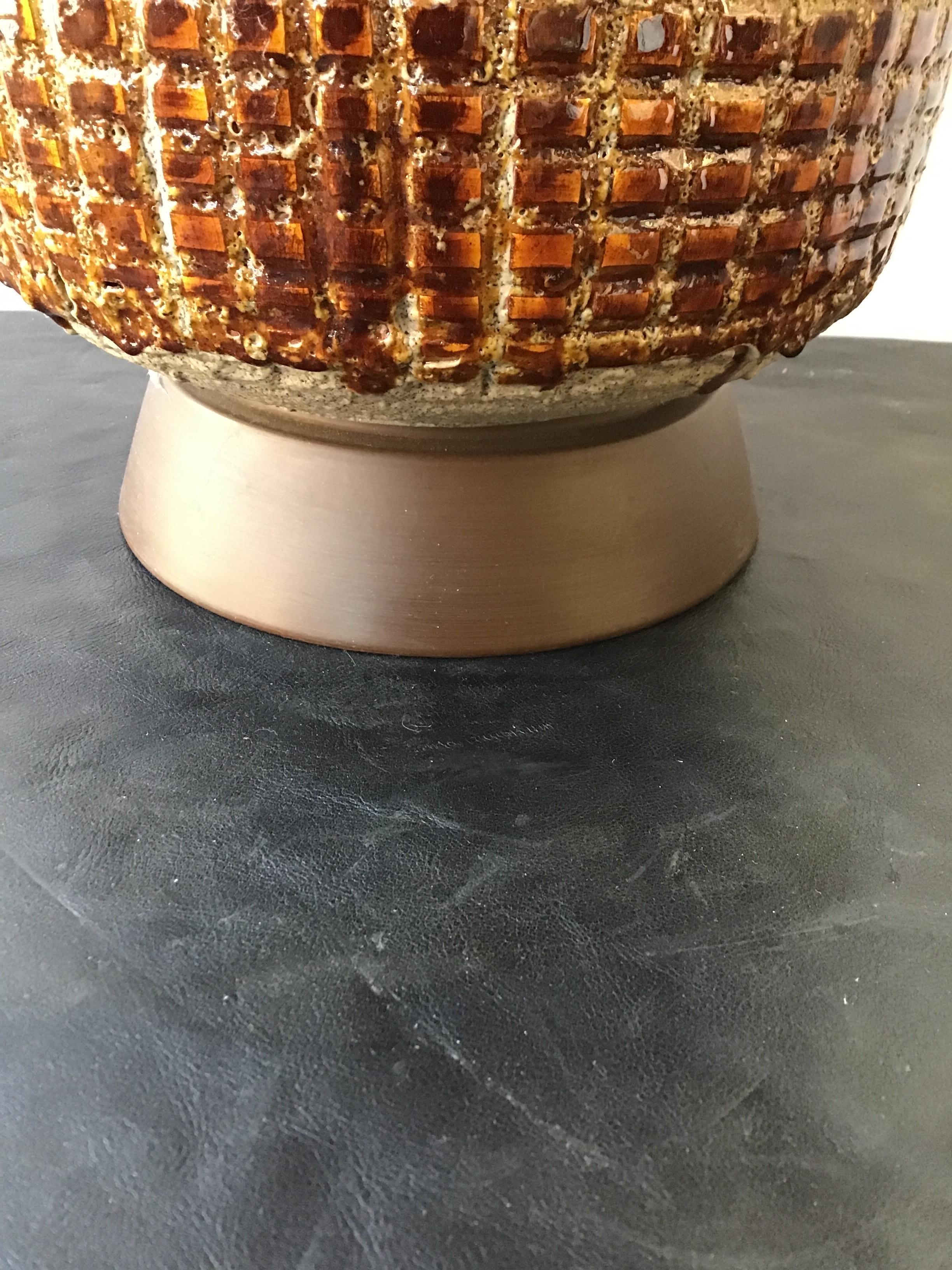 1960s Ceramic Textured Brown Lamp 5