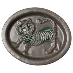 1960s Ceramic Tiger Plaque by David Gill