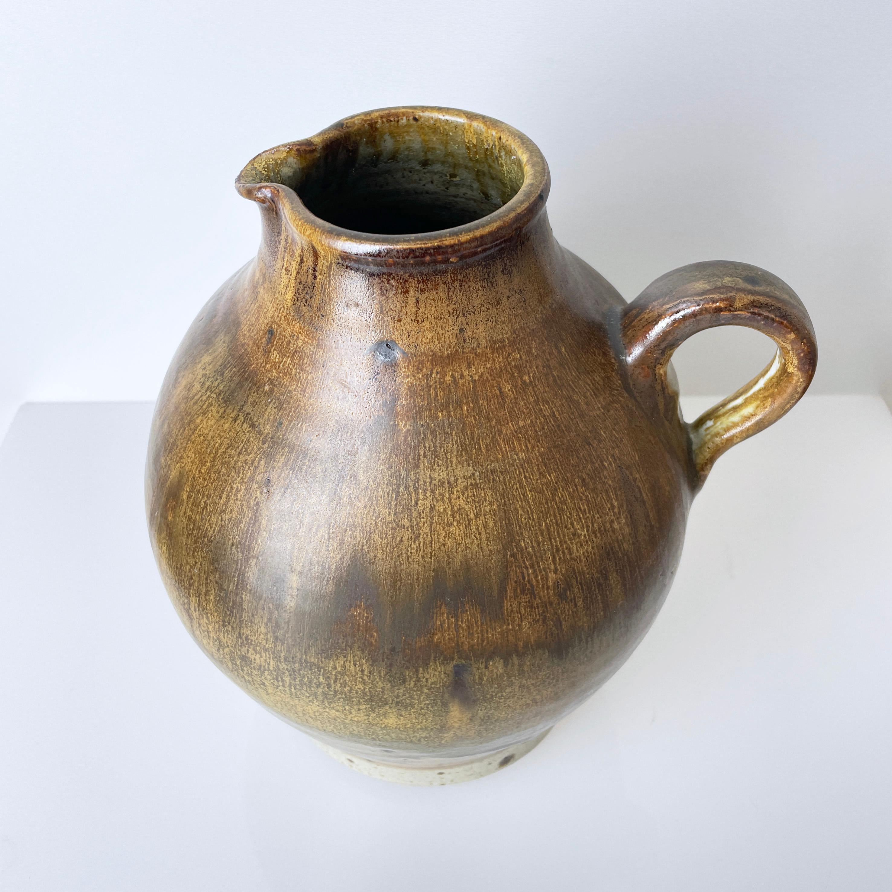 Fired 1960's Arnold Zahner ceramic vase - Rheinfelden Keramik, Switzerland (hand made) For Sale