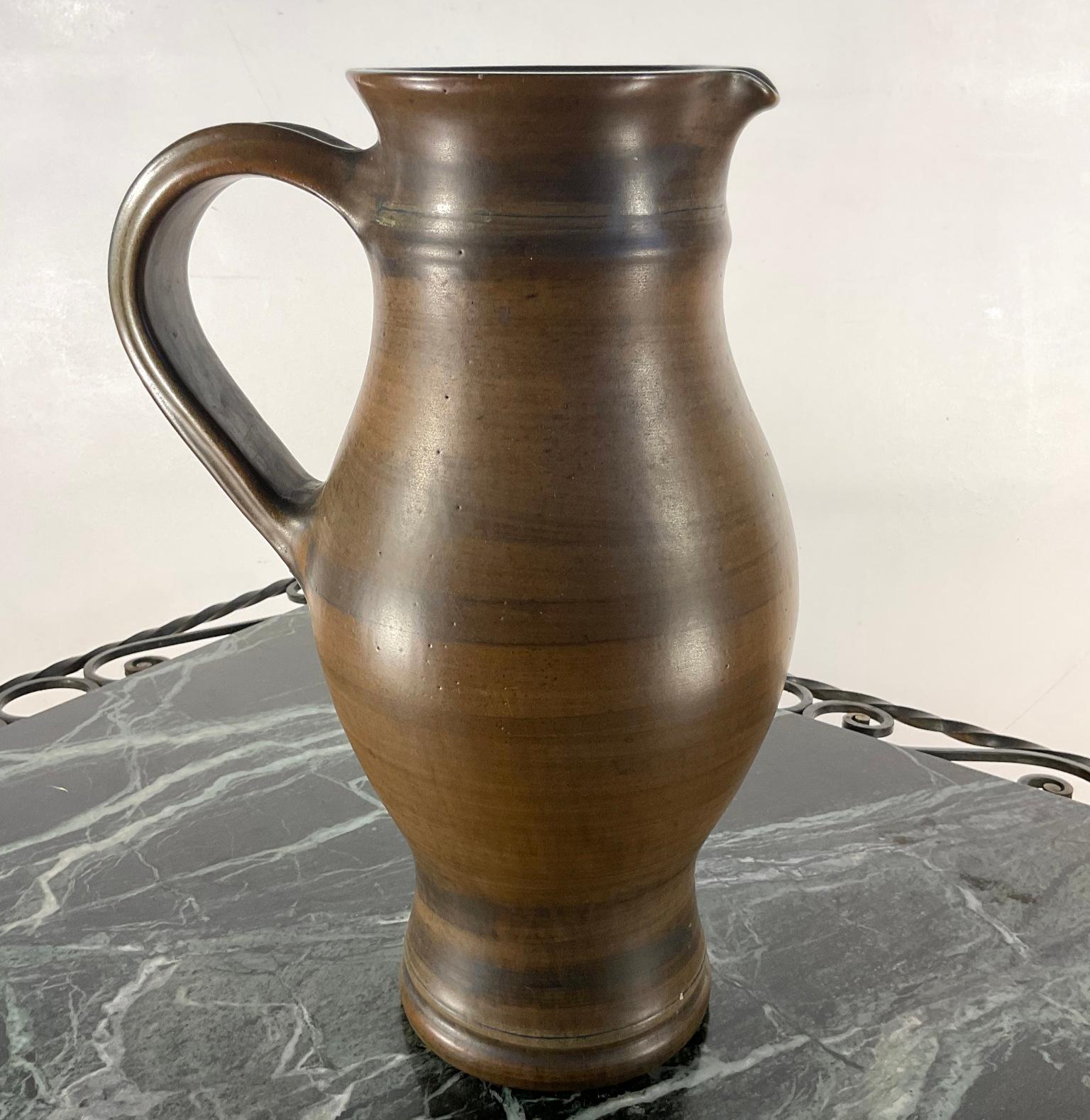 1960s Keramik Vase Krug von Jean De Lespinasse Frankreich Nizza (Handgefertigt) im Angebot