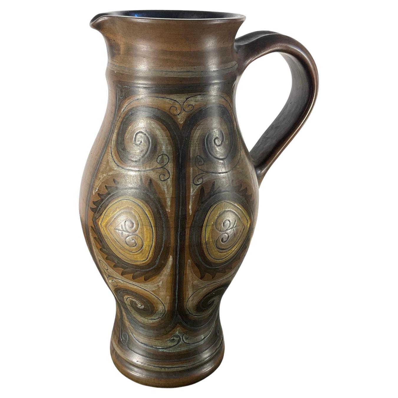 1960s Ceramic Vase Pitcher by Jean de Lespinasse France Nice For Sale