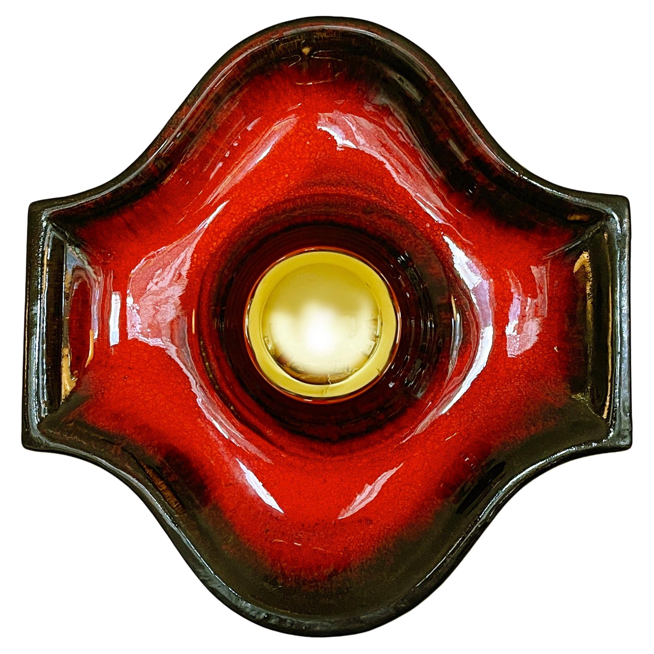 1960s Ceramic Wall Sconce or Ceiling Lamp Fat Lava Modernist Hustadt, Germany For Sale