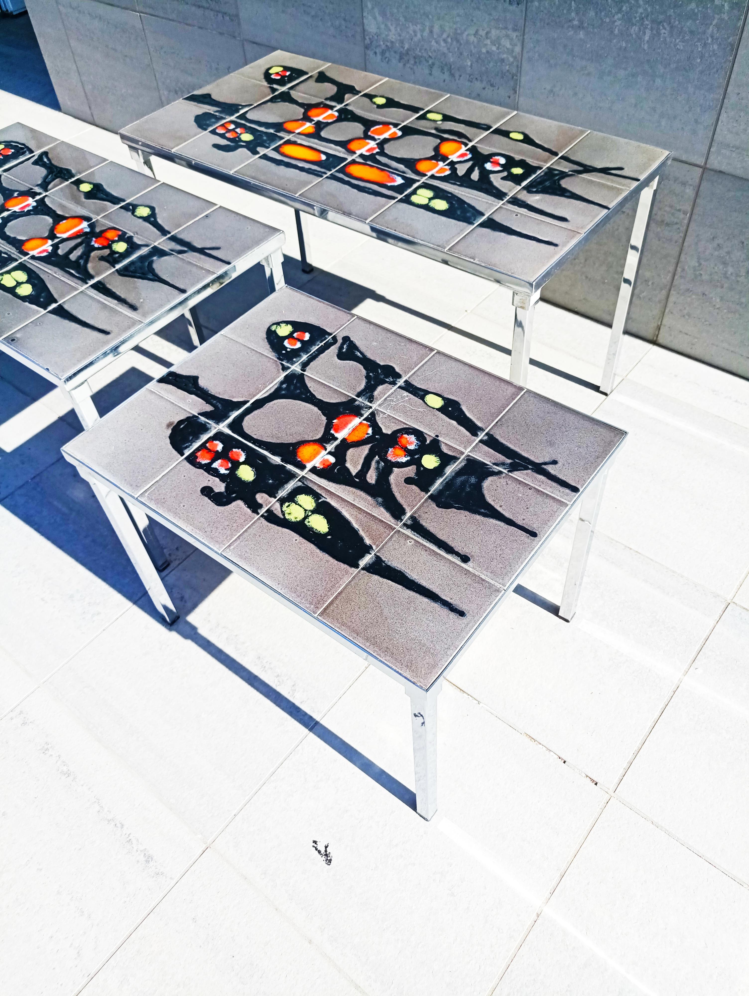 1960s Ceramics Nesting Tables 2