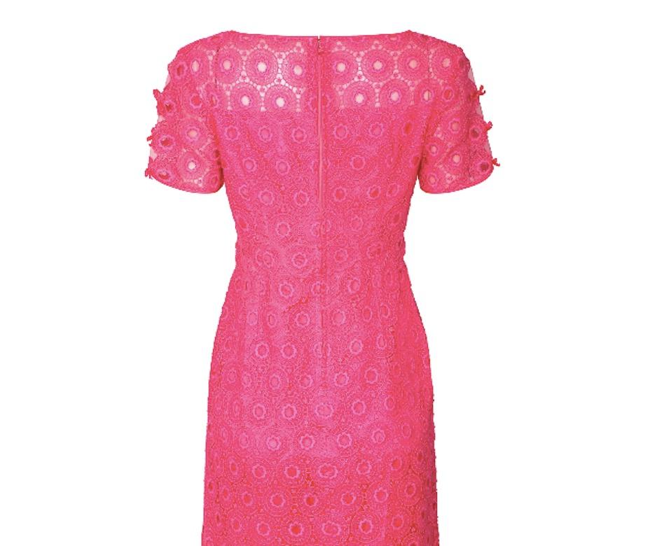 1960s Cerise Pink Crochet Dress by Janet Cotton In Excellent Condition For Sale In London, GB