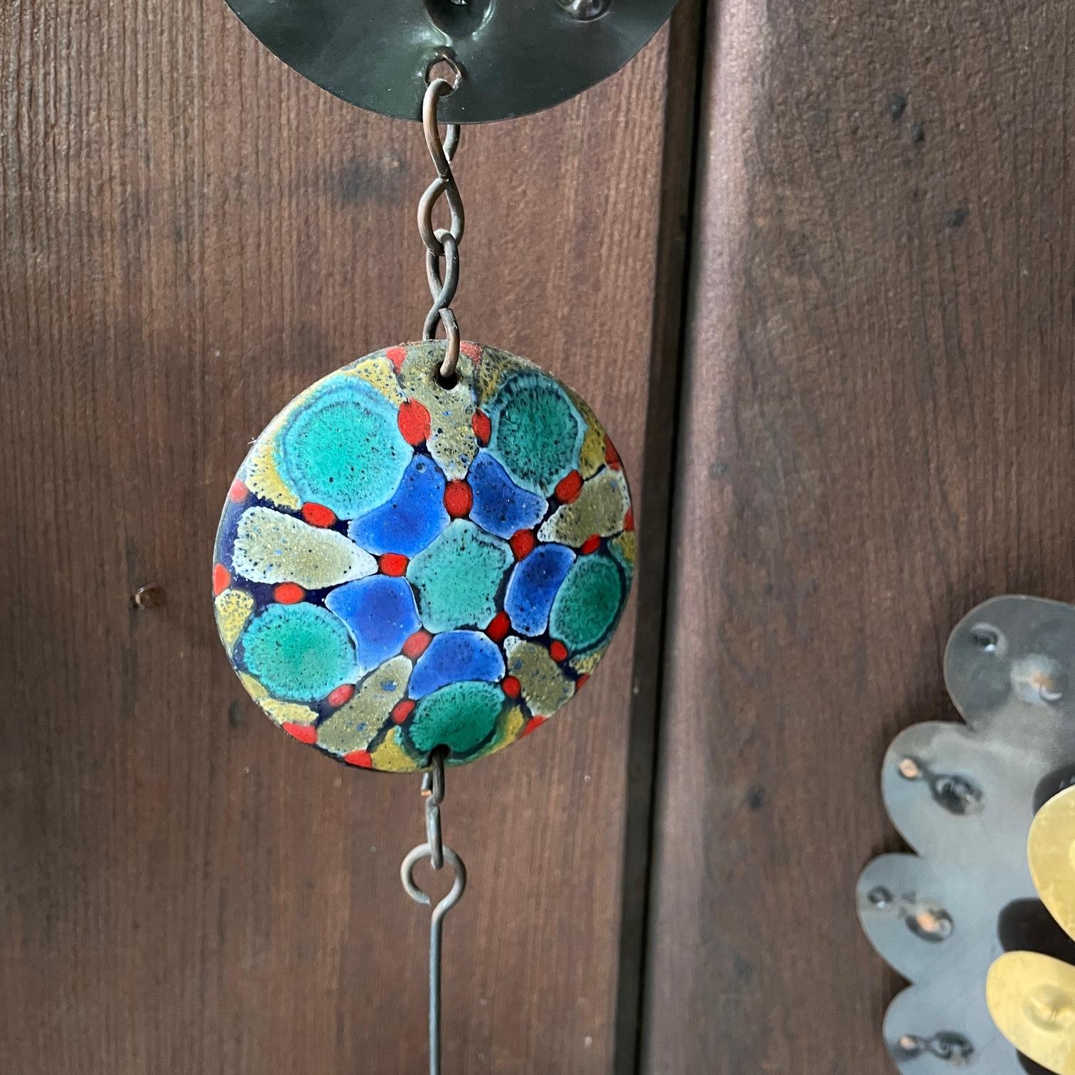1960 Cesar Vasquez Lapis Brass Copper Enamel Birds Mobile Wall Hanging Art in vendita 5