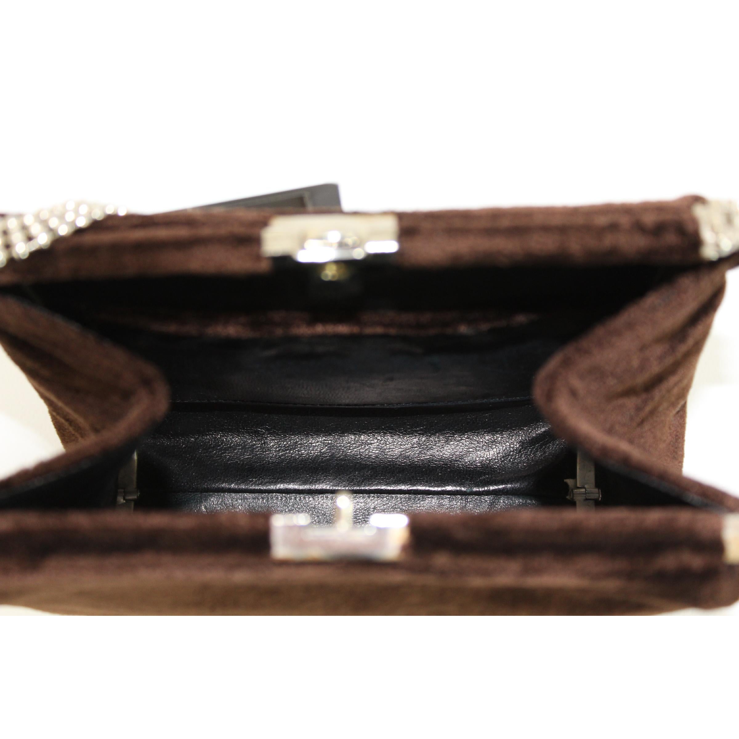 1960s Cesare Piccini Firenze Brown Velvet Evening Pure Bag In Excellent Condition In Brindisi, Bt