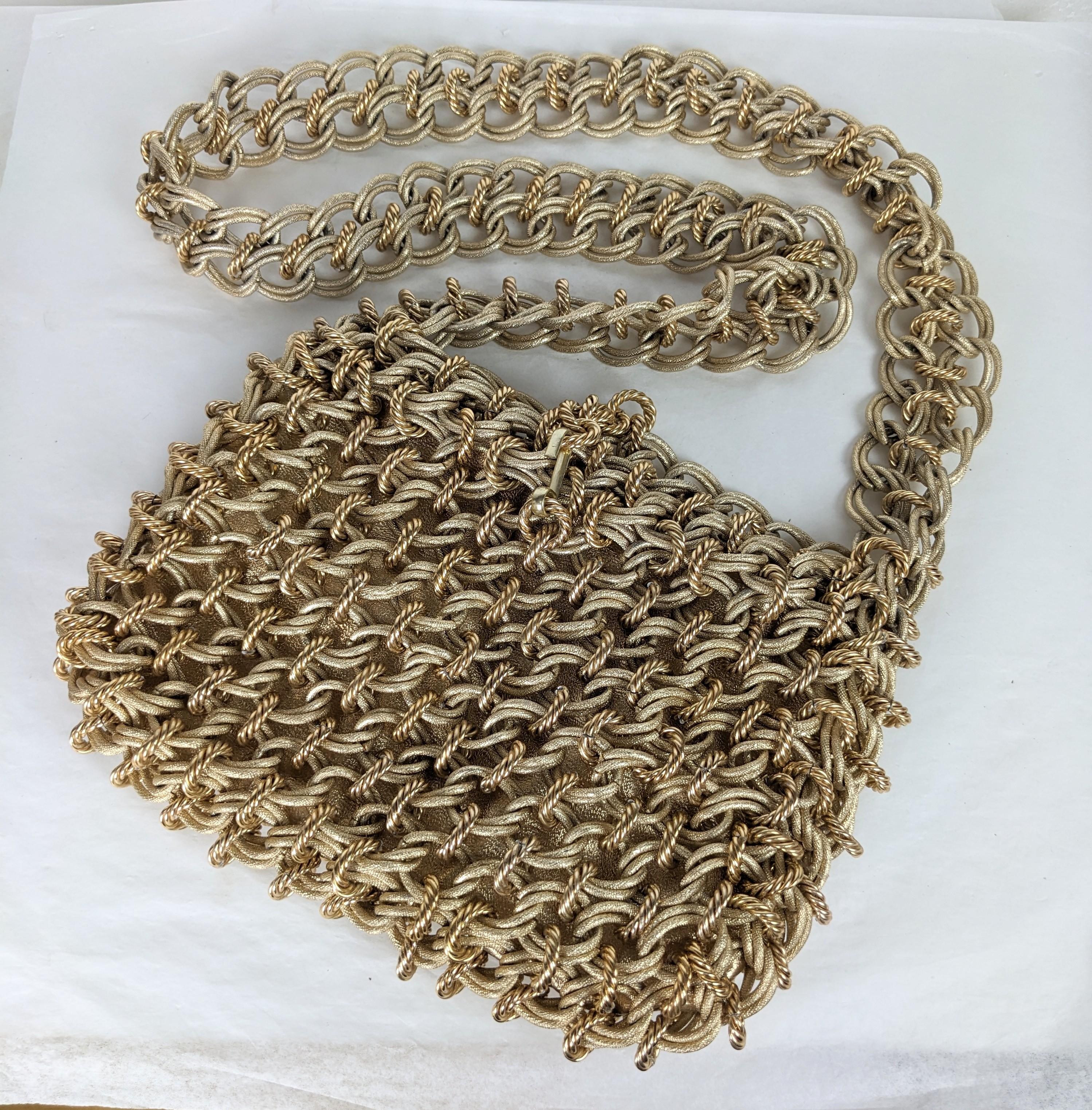 Brown 1960's Chain Mesh Shoulder Bag, Raoul Calabro For Sale