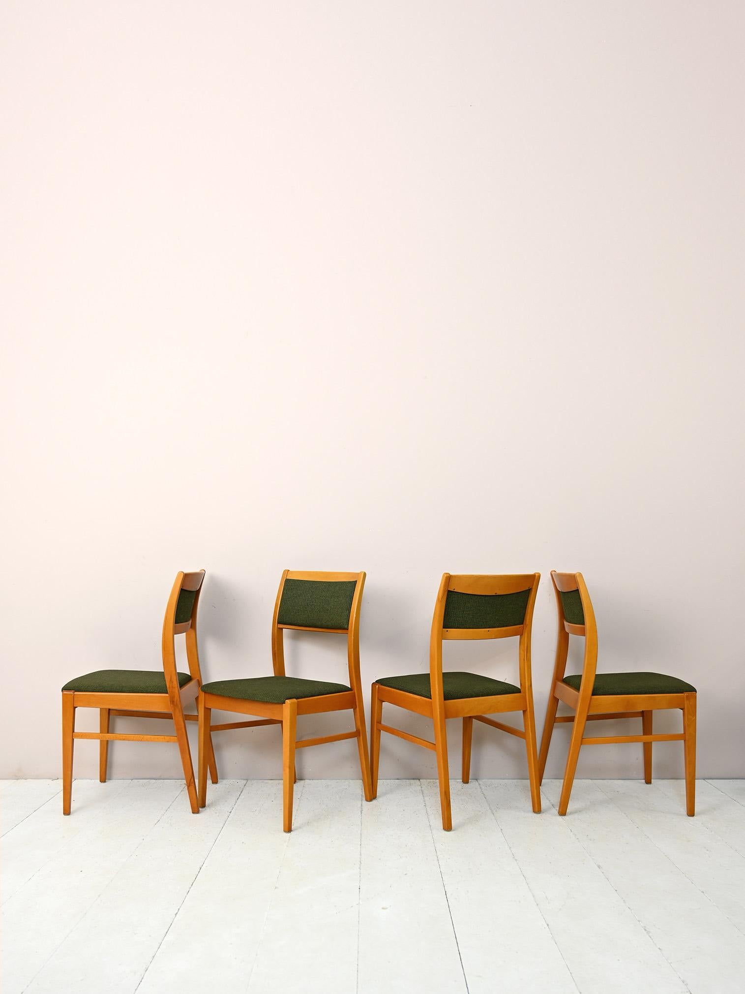 Scandinavian Modern 1960s Chairs with Green Fabric