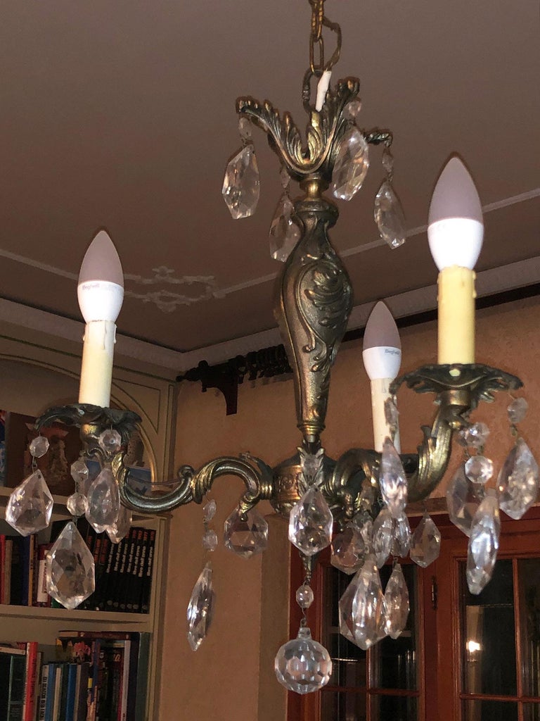 1960s Chandelier with Glass Pendants, Italy For Sale 5